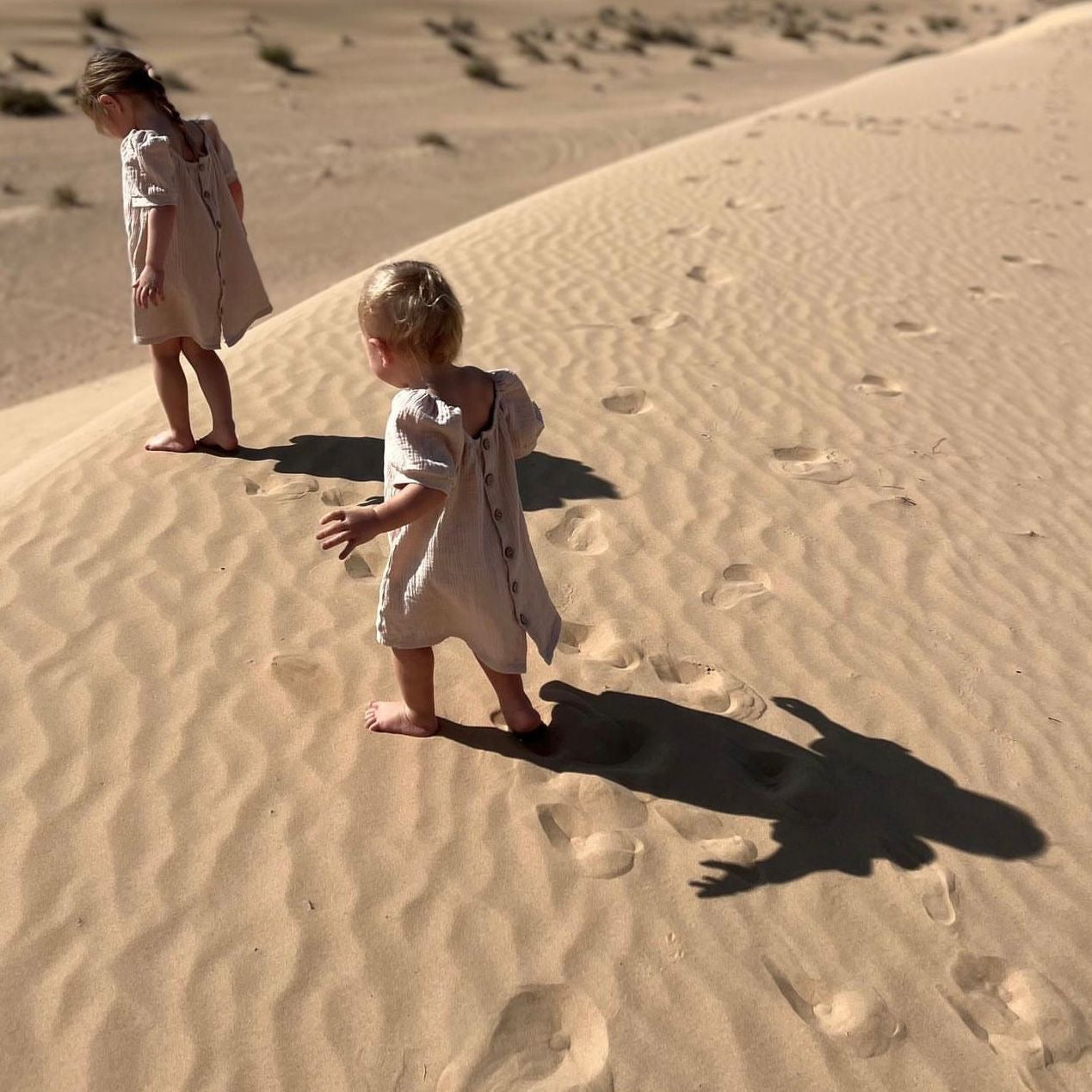 MUSLIN PUFFED SHORT SLEEVE DRESS