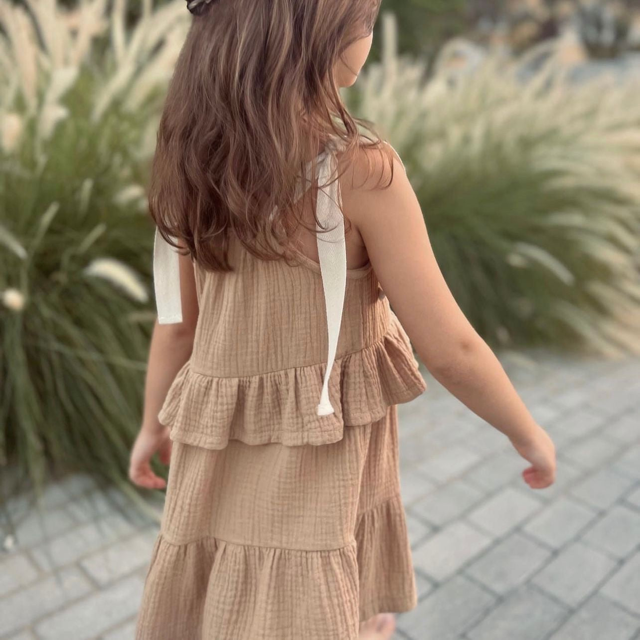 MUSLIN TIE ON SHOULDER DRESS