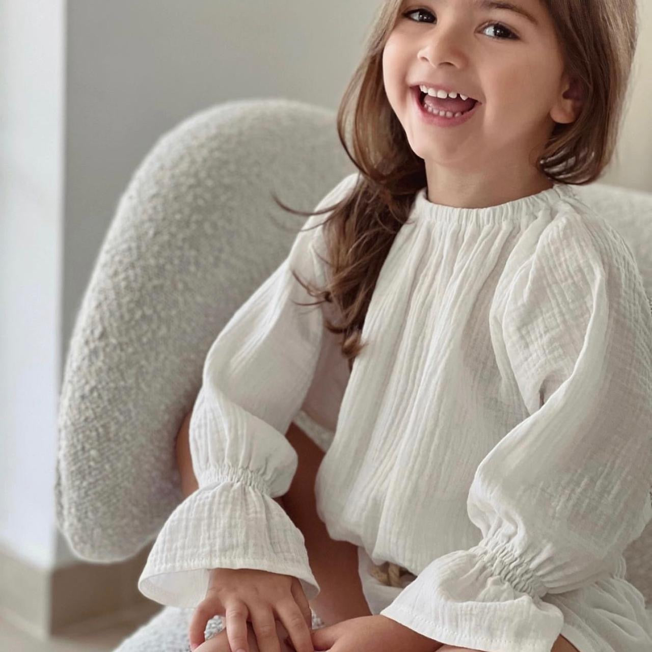 MUSLIN SET WITH RUFFLE CUFF ELASTIC WAIST