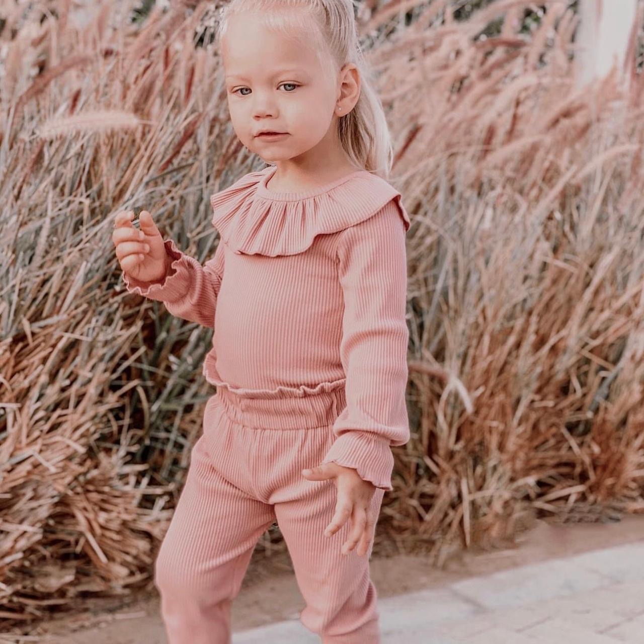 RIB RUFFLE WAIST PANTS