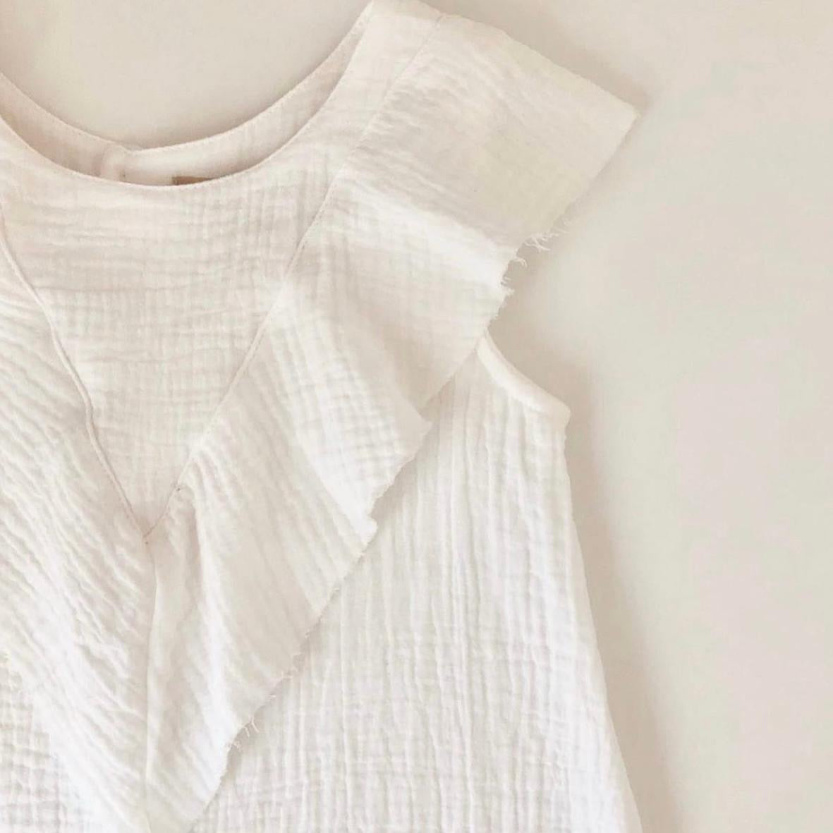 MUSLIN WHITE V SHAPE DRESS