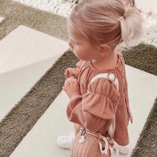 MUSLIN PUFF SLEEVE DRESS