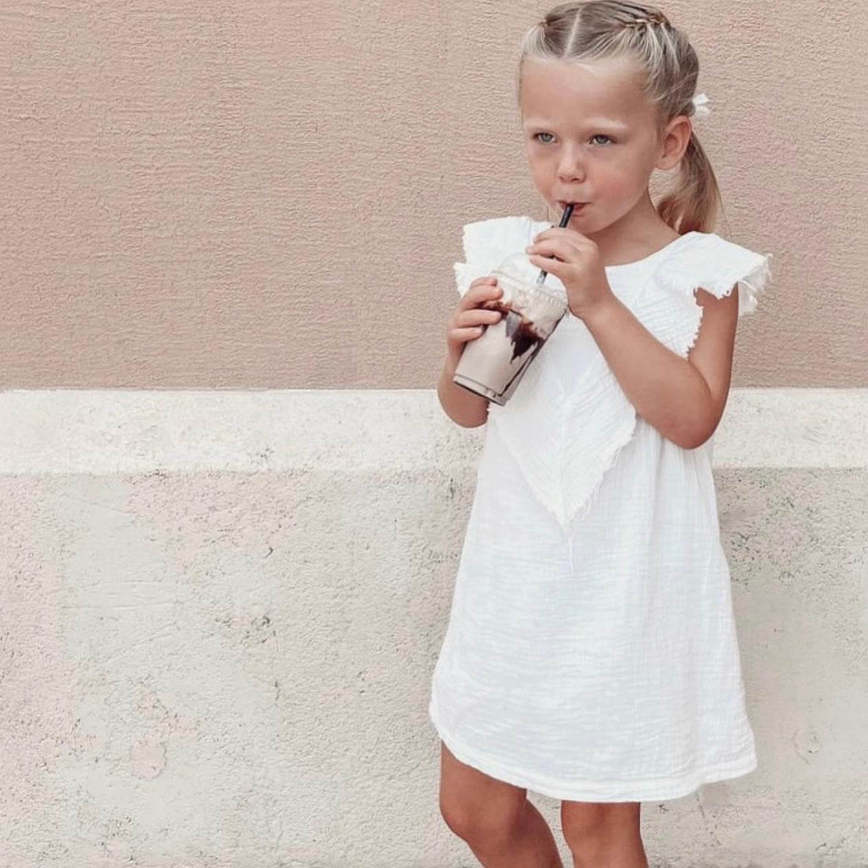 MUSLIN WHITE V SHAPE DRESS