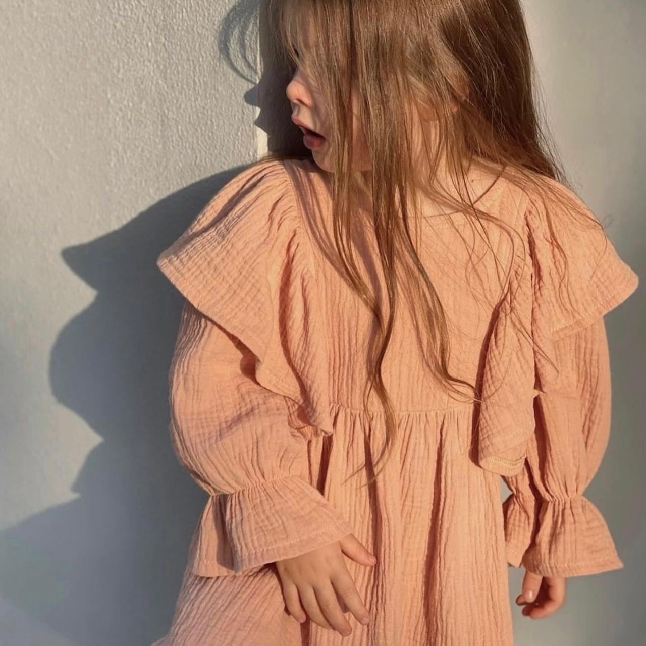 MUSLIN RUFFLE SHOULDER DRESS