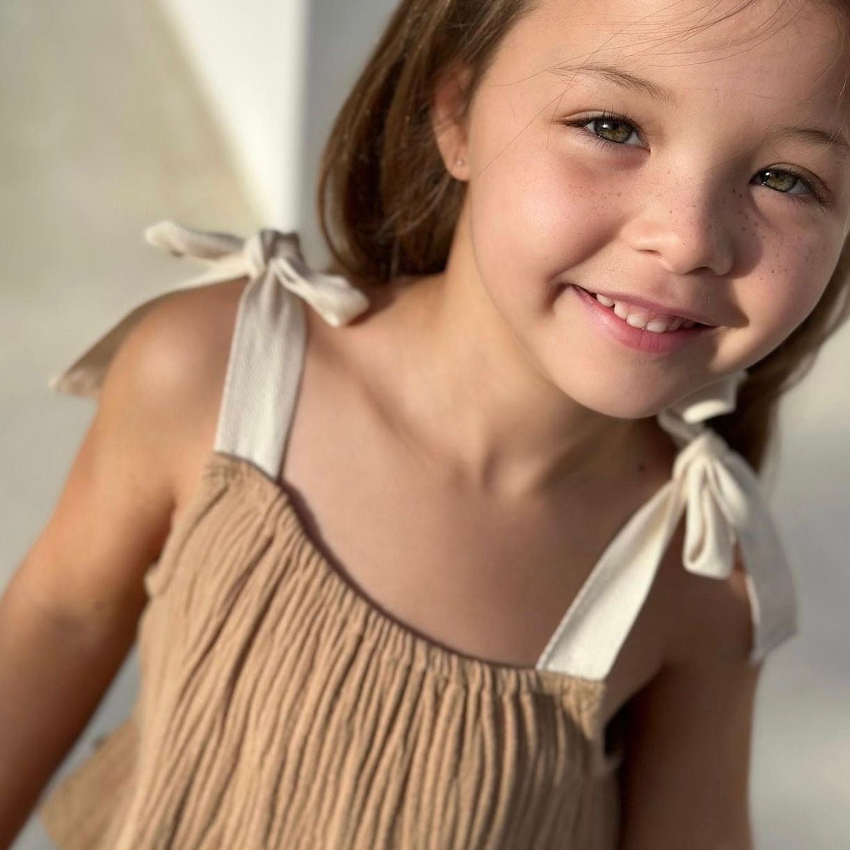 MUSLIN TIE ON SHOULDER DRESS