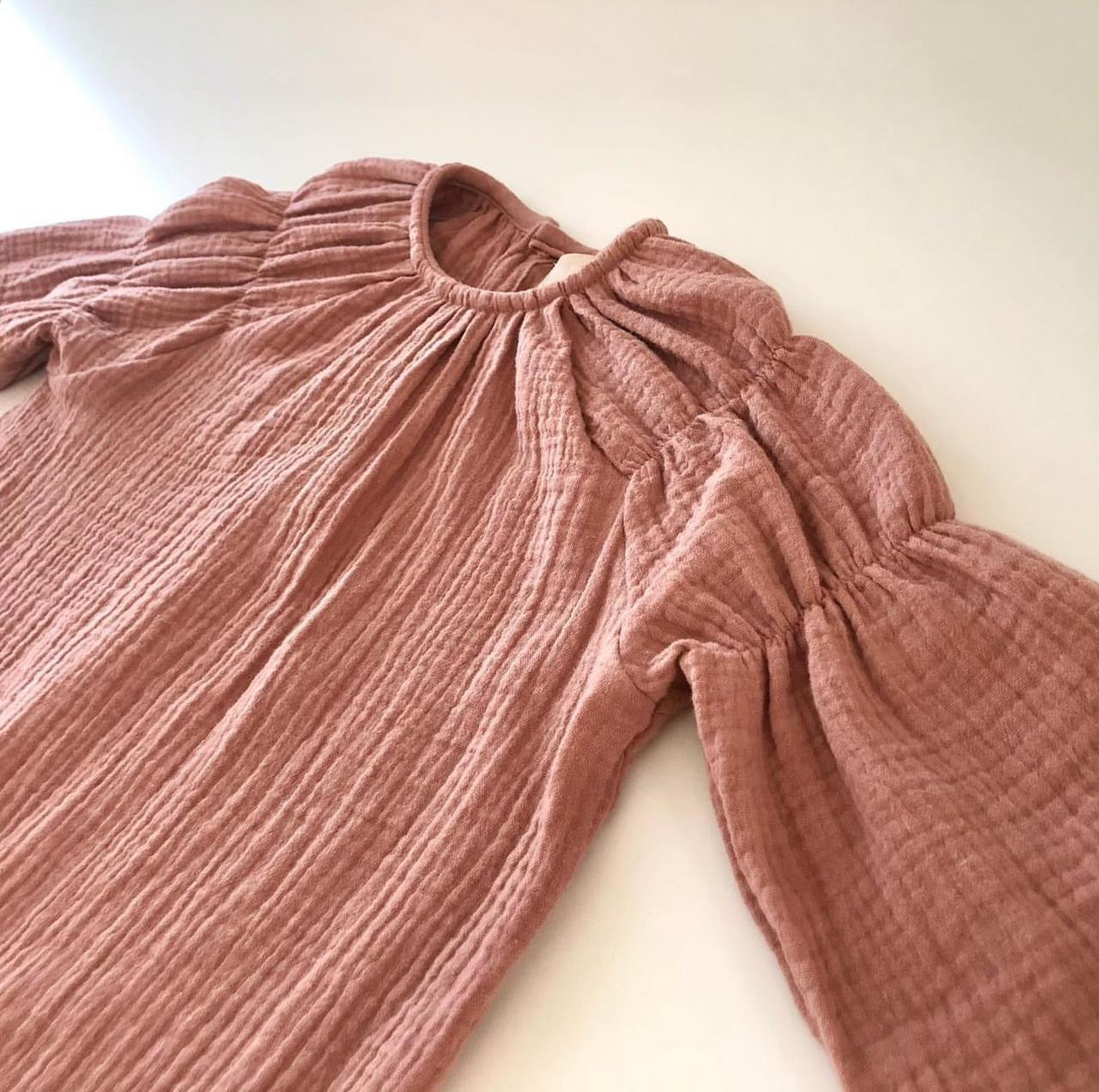 MUSLIN PUFF SLEEVE DRESS