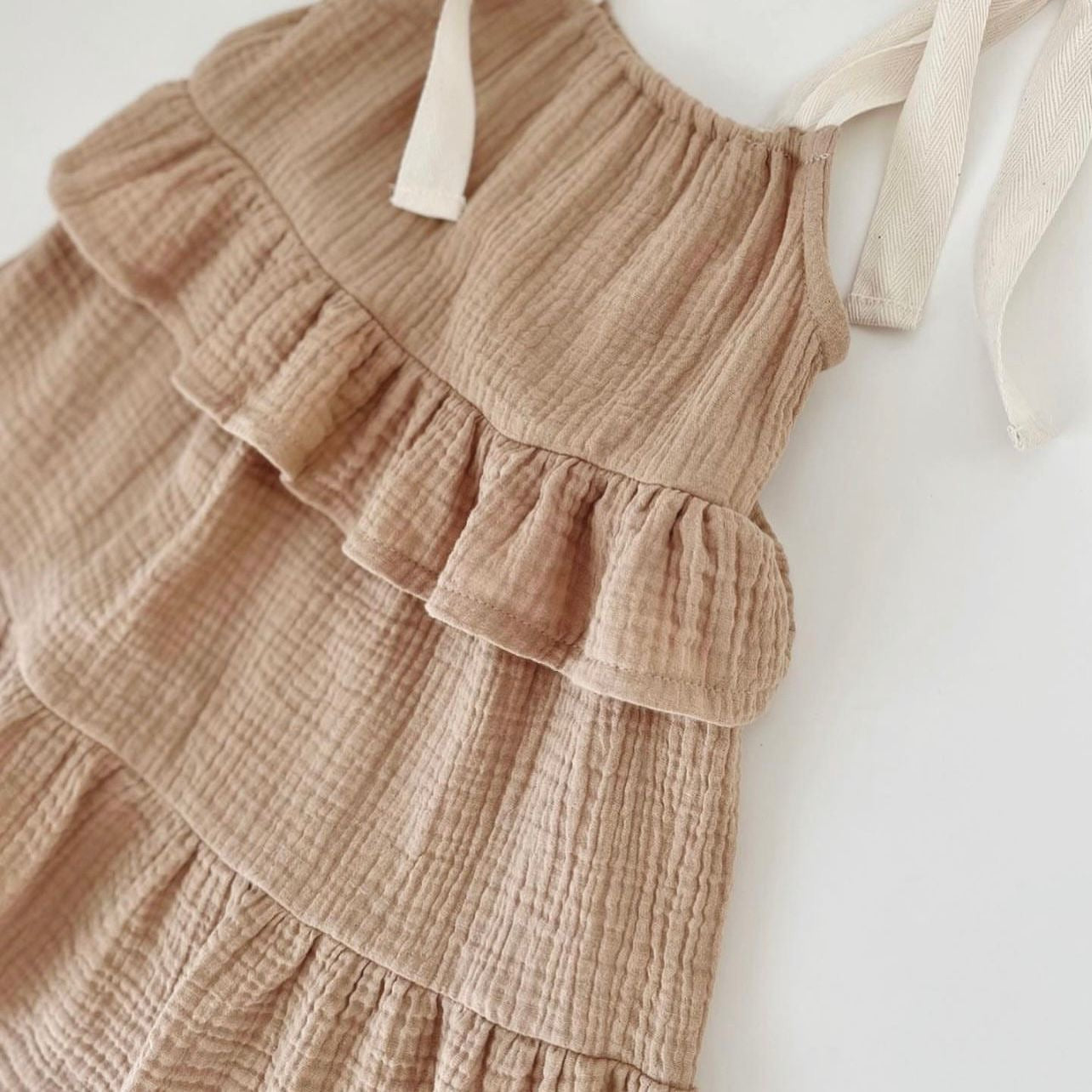 MUSLIN TIE ON SHOULDER DRESS